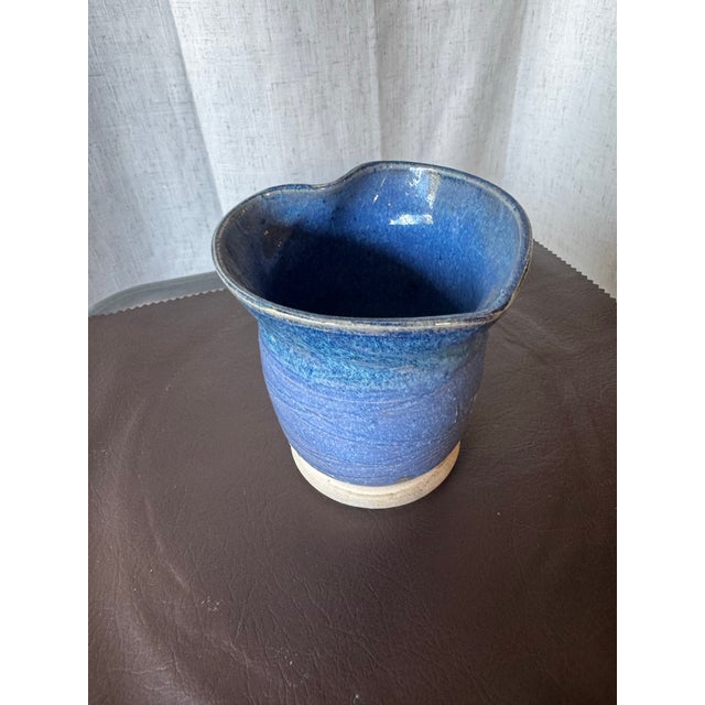 Vintage Studio Pottery Vase, Hand Form - Heart Shape, Signed For Sale - Image 11 of 12