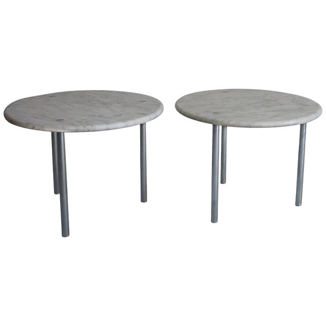 Erwine & Estelle Laverne Marble and Chrome Side Tables For Sale