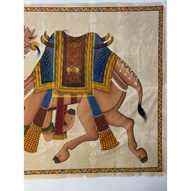 Figurative Vintage Camel Painting on Silk "60 Inches * 68 Inches " For Sale - Image 3 of 10