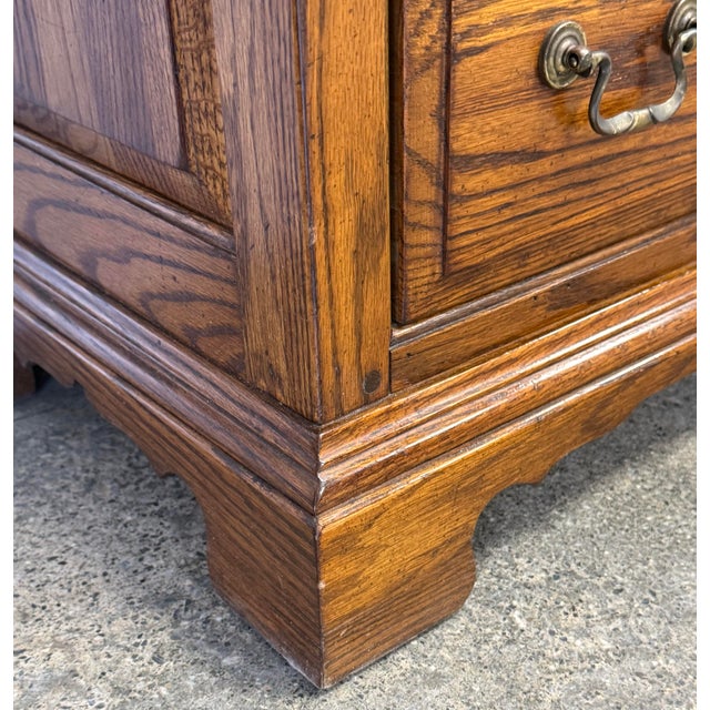 Vintage Ethan Allen Oak Canterbury Nightstand/ Commode - A Pair For Sale - Image 10 of 12