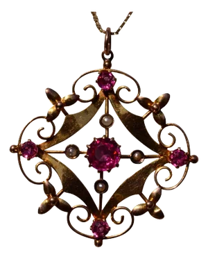 The 185th Street: Antique Seed Pearl and Vivid Pink Doublet Necklace