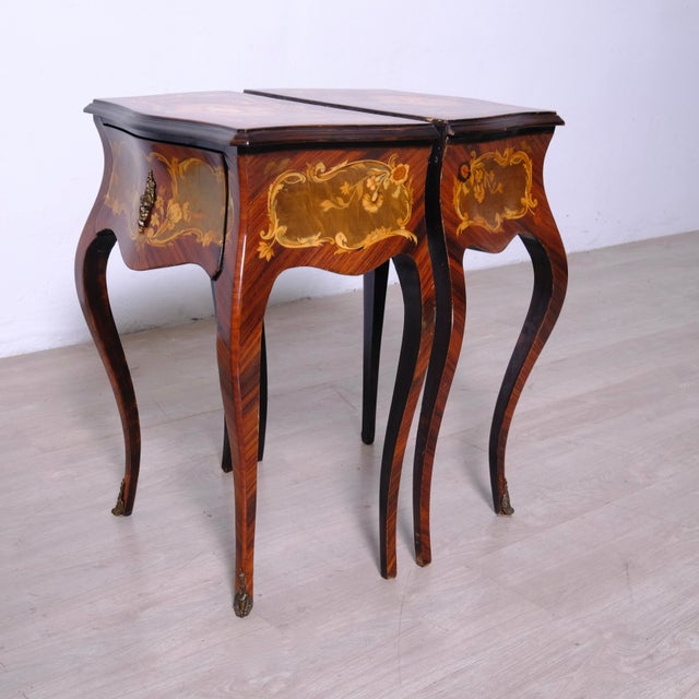 Louis XV Style Bedside Tables, 1950s, Set of 2 For Sale - Image 11 of 18
