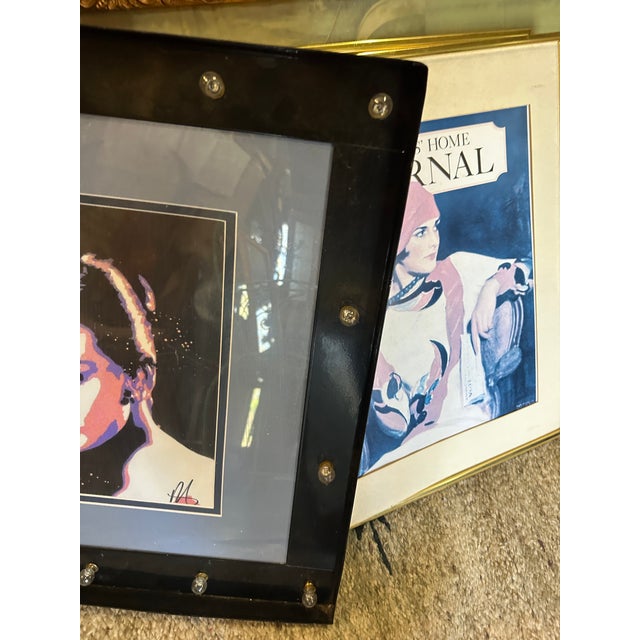 1970s Abstract Colorful Audrey Hepburn Print in Light Bulb Black Frame For Sale - Image 4 of 7