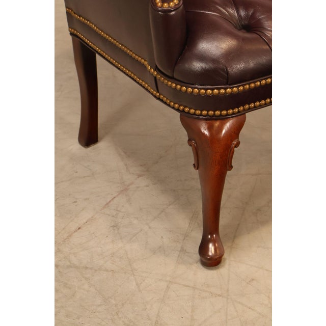Hancock & Moore Pair of Tufted Leather and Mahogany Armchairs For Sale - Image 10 of 18
