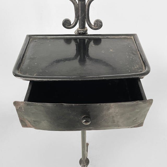Italian Black Metal Console with Mirror and Drawer, Late 1800s For Sale - Image 11 of 18