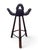 Vintage Brutalist Hand-Carved Wood Tripod Bar Stool With Forged Iron Footrest For Sale - Image 4 of 8