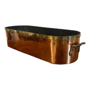 Antique English Copper and Brass Oval Jardiniere Planter