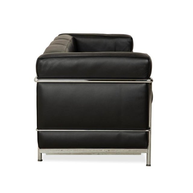LC 2 3-Seater and 2-Seater Sofas in Black Leather by Le Corbusier for Cassina, Set of 2 For Sale - Image 13 of 18