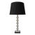 Late 20th Century Crystal Orb Table Lamp With Black Pleated Shade and Black Marble Base For Sale