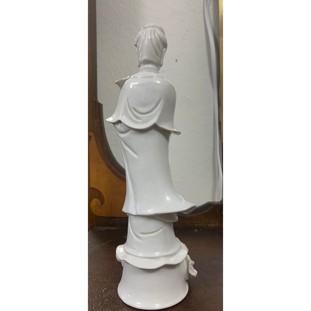 Vintage Blanc De Chine Guanyin Porcelain Statue For Sale In San Francisco - Image 6 of 11