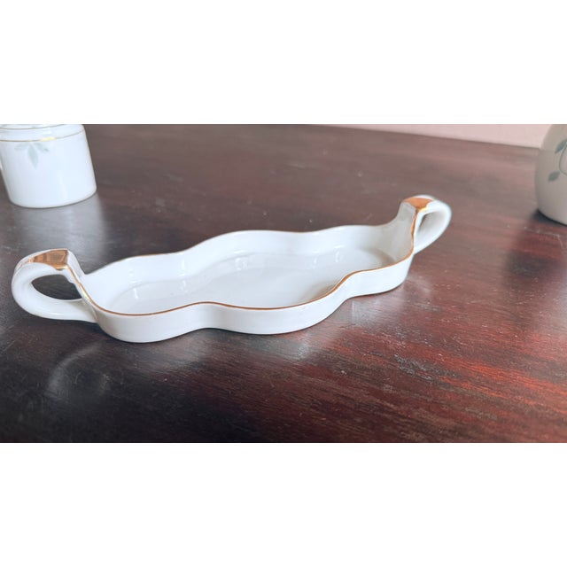 Pink Antique, Early 20th Century Noritake Japan Azalea Porcelain Six-Piece Condiment Boat Set For Sale - Image 8 of 8