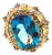 Bochic "Orient" Vintage Blue Topaz, Sapphire & Diamonds Ring S18K Gold & Silver For Sale