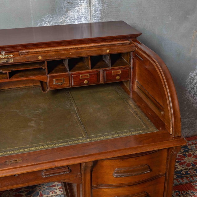 Brown Edwardian Roll Top Desk, 1890s For Sale - Image 8 of 12