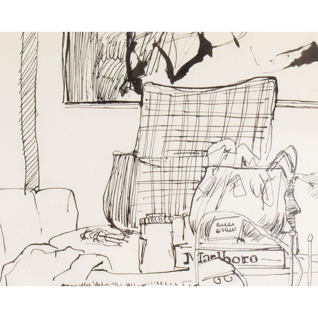 Contemporary 1972 Ink Drawing of an Interior by James L. Bruch For Sale - Image 3 of 8