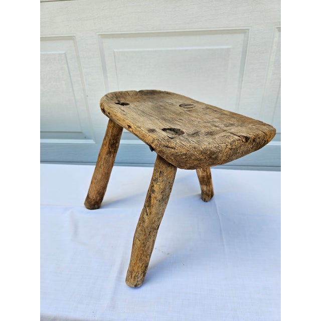 Primitive Milking Stool -Decorative For Sale - Image 9 of 12