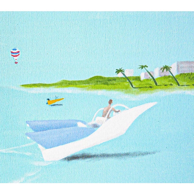 Scott Woodard "Regatta of Sorts" Pastel Blue and Pink Abstract Contemporary Landscape Painting, 2022 For Sale - Image 10 of 11