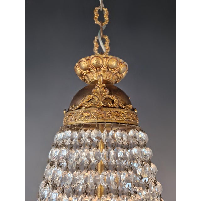 Antique Baroque Chandelier Crystal Empire Brass Bohemian Lustre Ceiling For Sale - Image 17 of 17