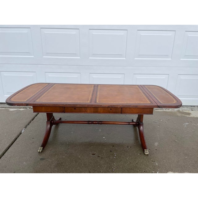 1940’s Regency Style Leather Drop Leaf Coffee Table Chairish