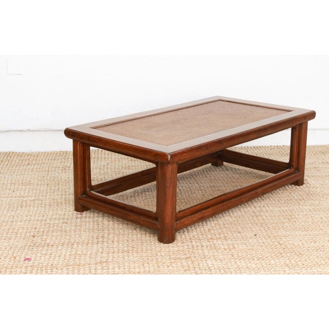 Mid 20th Century Ming Style Wood & Rattan Coffee Table For Sale In Los Angeles - Image 6 of 9