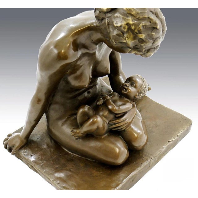 Bronze Sculpture of Mother and Child For Sale - Image 4 of 10