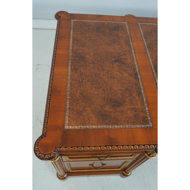 Francesco Molon Leather Top Walnut Executive Desk For Sale - Image 15 of 18