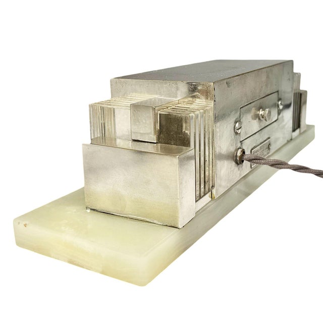 Silver 1930 Art Deco Silver Plate & Marble Model 975 Digital Mantel Clock by Lawson For Sale - Image 8 of 11