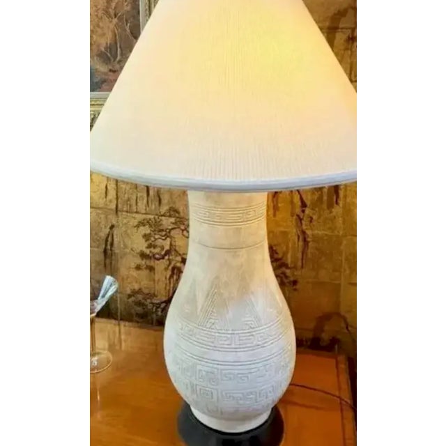 Mid 20th Century Mid Century Incised Glazed Lamp For Sale - Image 5 of 8