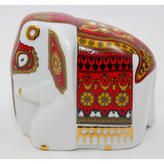 Chinoiserie Asian Gilded Porcelain Elephant Ornament Paperweight Sri Lanka For Sale - Image 3 of 12