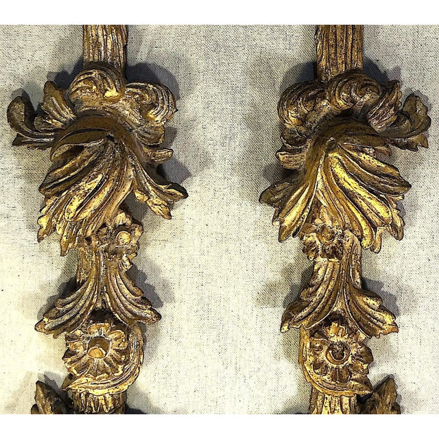 Neoclassical Carved Gilt Wall Swags - Pair For Sale - Image 4 of 11