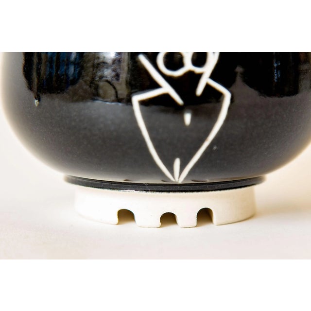 Ceramic Black, White and Cobalt Blue Ceramic Abstract Bowl Signed Goldenberg For Sale - Image 7 of 11