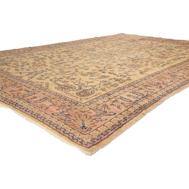 70246 Vintage Turkish Sparta Rug, 08'04 x 11'10. The Gilded Garden: A Vintage Turkish Sparta Masterpiece of Aristocratic...