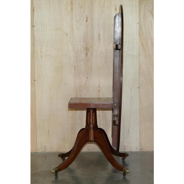 Handmade Tilt Top Dining Table in Wood & Brass, England For Sale - Image 11 of 15