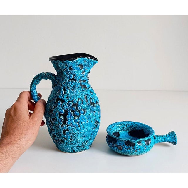 Mid-Century Modern Blue Ceramics by Charles Cart, 1960s, Set of 2 For Sale - Image 17 of 18