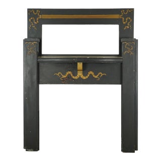 Victorian Black Wood Full Size Mantel With Mirror For Sale