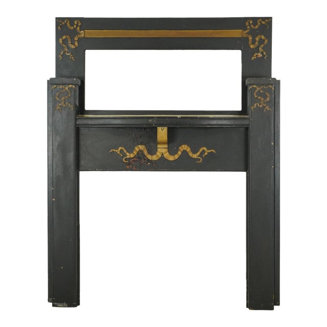 Victorian Black Wood Full Size Mantel With Mirror For Sale