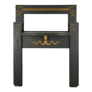 Victorian Black Wood Full Size Mantel With Mirror