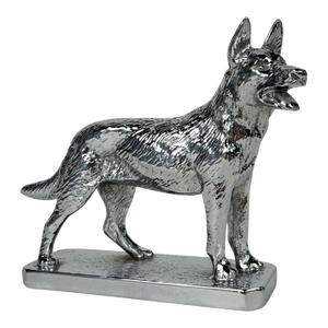 20th Century Lejune Chrome Plated Solid Bronze German Shepherd Hood Ornament
