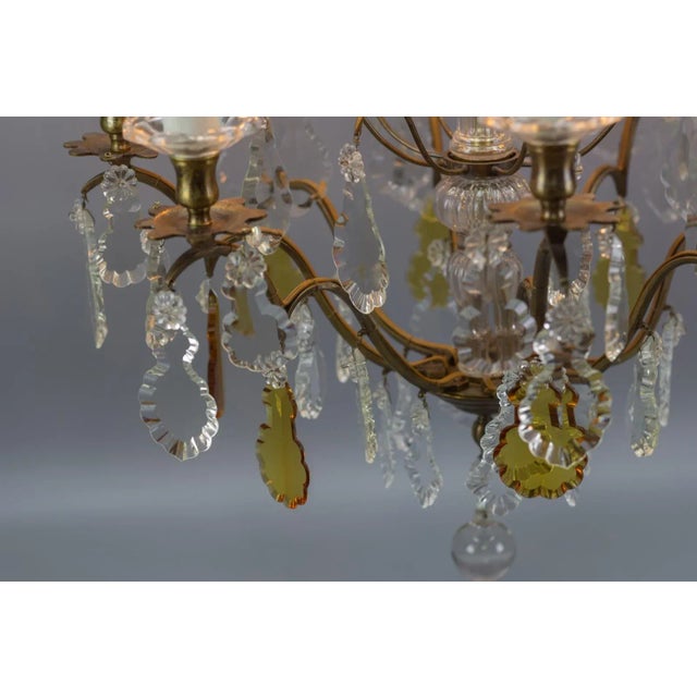 Metal Antique Louis XVI Crystal Glass and Brass Chandelier For Sale - Image 7 of 18