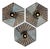 Hexagonal Wall Lamps in Blue, Green and Golden Ceramic from Hustadt Leuchten, Germany, 1970s, Set of 3 For Sale