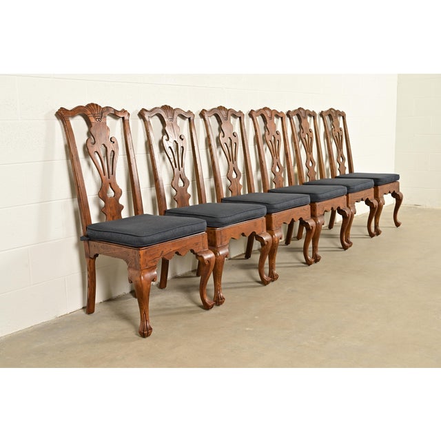 Henredon Georgian Carved Solid Oak Dining Chairs, Set of Six For Sale - Image 16 of 16