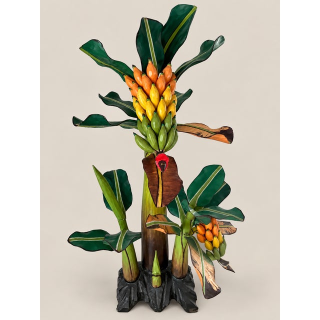 Hand-Painted Italian Tropical Banana Tree Sculpture For Sale In Naples, FL - Image 6 of 9