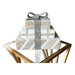 Whimsical Circa 1980 Multi-Tier Tessellated Travertine Stone Jewelry Box by Renoir Designs For Sale