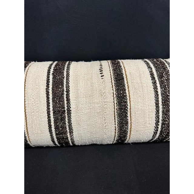Contemporary Turkish Hemp Pillow Cushion Natural Beige Black Cushion Cover 14"x40" For Sale - Image 3 of 4