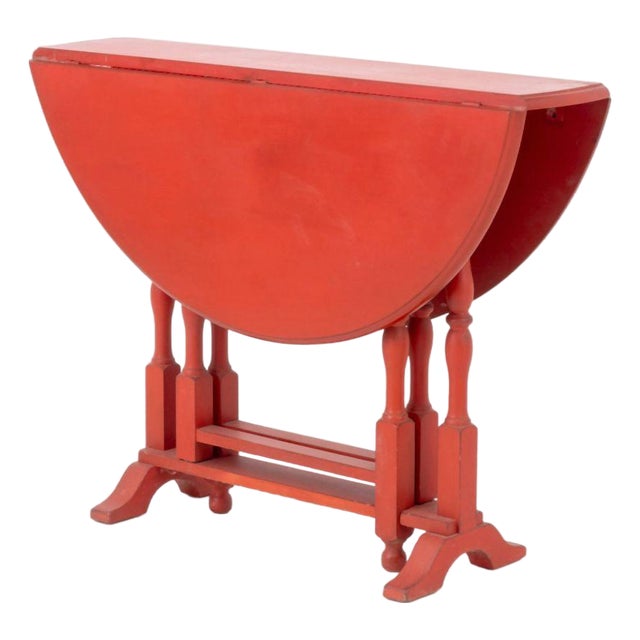 George III Style Red Painted Circular Drop Leaf Table For Sale