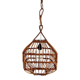 Vintage Mid Century Italian Bamboo Pendant Ceiling Light For Sale