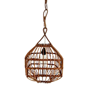 Vintage Mid Century Italian Bamboo Pendant Ceiling Light