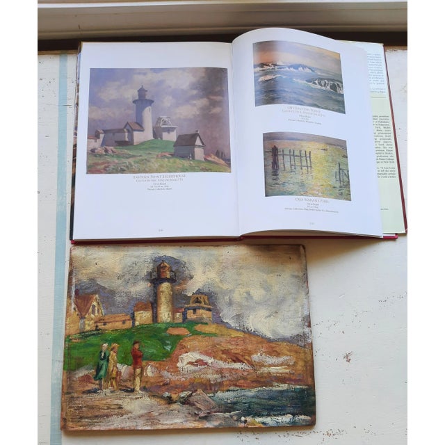 American Massachusetts Eastern Point Lighthouse Painting and Signed Book Art For Sale - Image 3 of 13
