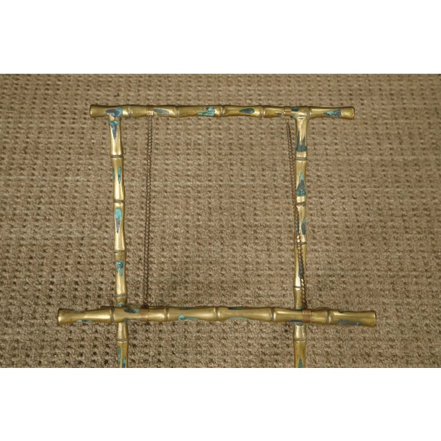 Pepe Mendoza Brass and Turquoise Enamel Folding 'Bamboo' Side Table, 1950s For Sale - Image 16 of 18