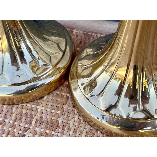 Mid Century Solid Brass Sheaf of Wheat Table Lamps- a Pair For Sale - Image 11 of 13