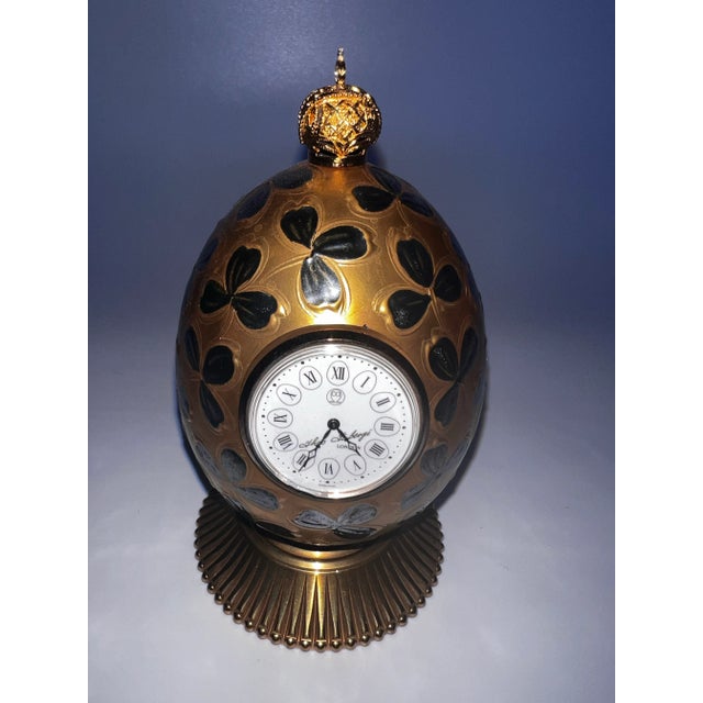 1900s Theo Faberge Clover Egg Table Clock For Sale - Image 12 of 12